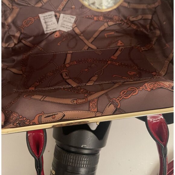 Lipstick Red Shiny Leopard Bow Chunky Diamond Closure Handbag Purse Crossbody - Picture 10 of 11